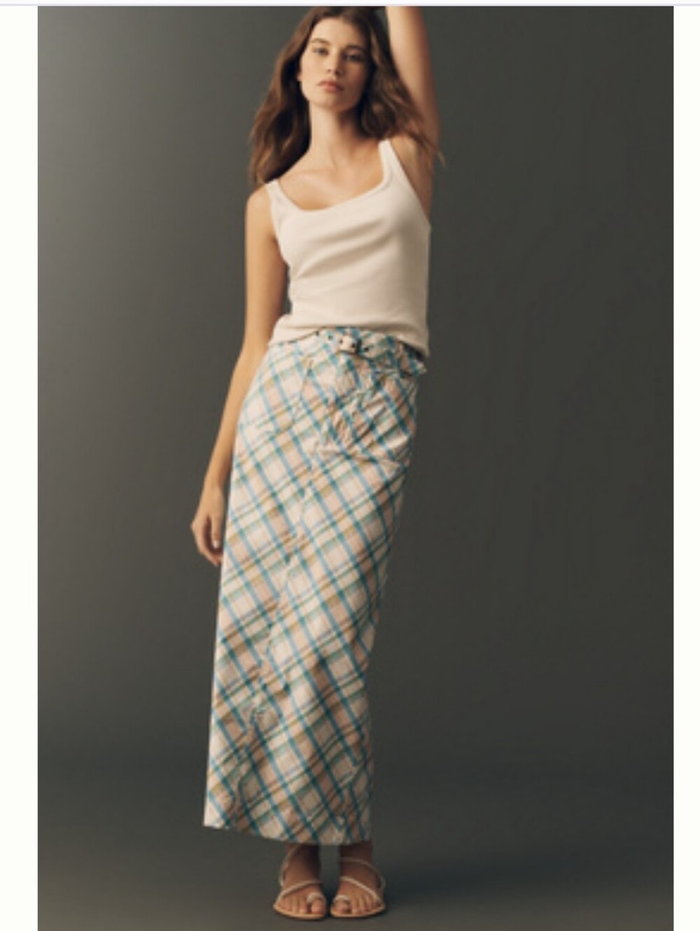 NWT Maeve By Anthropologie - The Colette Belted Plaid Maxi Skirt 🌸 Size XL